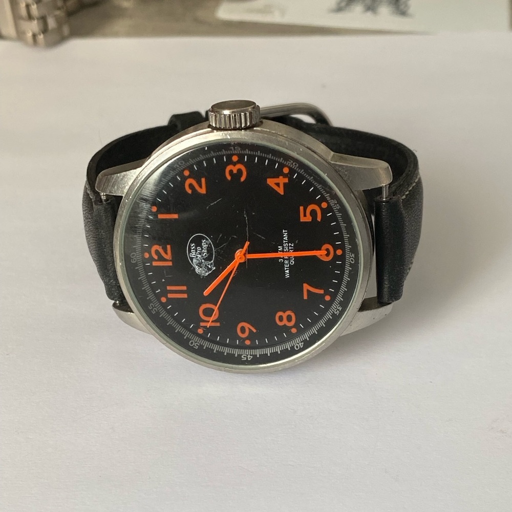 Black & orange man watch